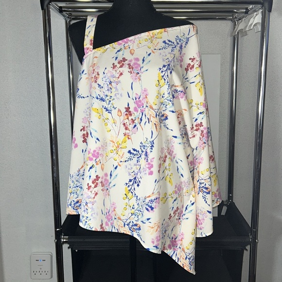 !CATO Spring Floral 1-Shoulder Batwing Slv, Flowy Blouse L - Picture 3 of 7
